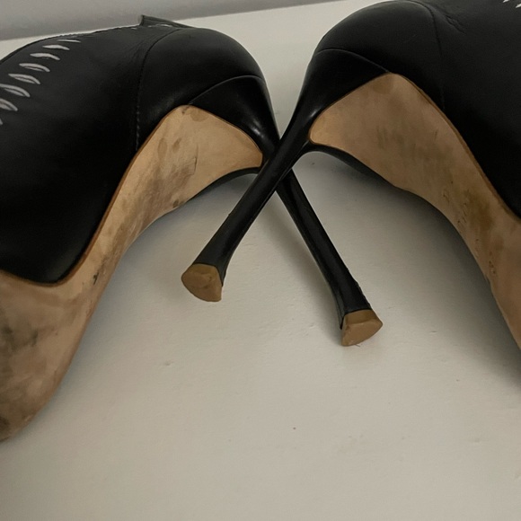 Dior Black Laser Cut Leather Pointed Toe Pumps Size 37 - Picture 6 of 11